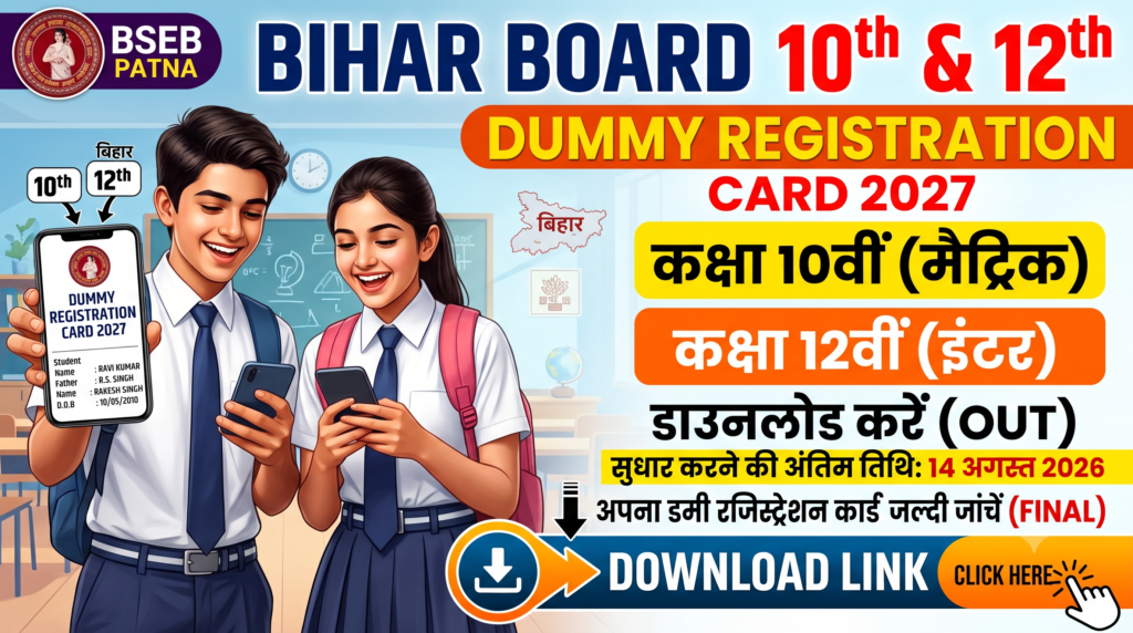 Bihar Board 10th & 12th Dummy Registration Card 2027 Download Link (Out)