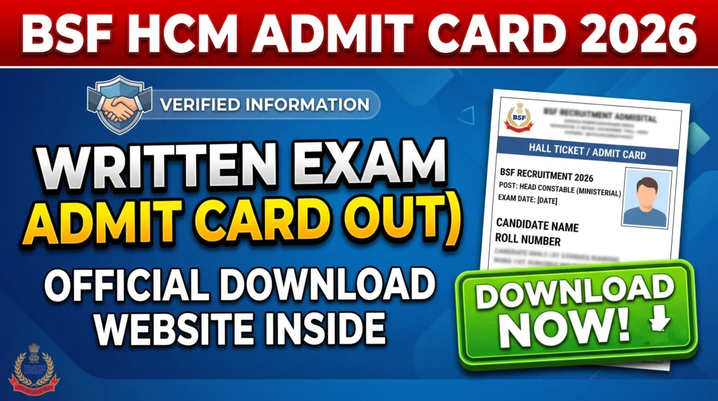 BSF HCM Admit Card 2026 Out Download Head Constable (Ministerial) Written Exam Call Letter