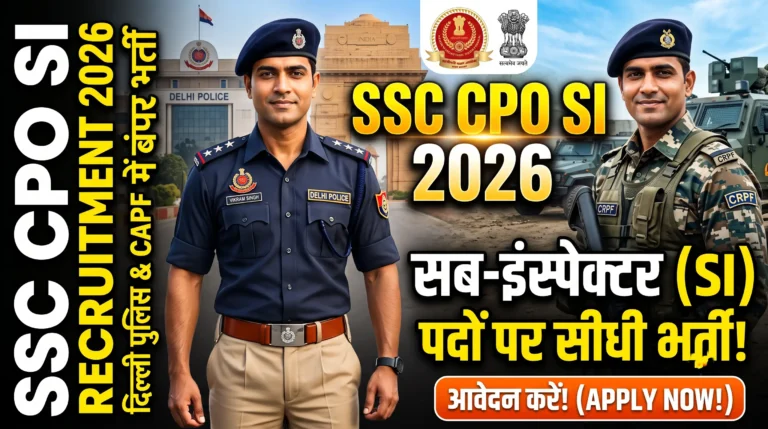 SSC CPO SI Recruitment 2026: दिल्ली पुलिस और CAPF में सब-इंस्पेक्टर पदों पर भर्ती, यहाँ से करें ऑनलाइन आवेदन